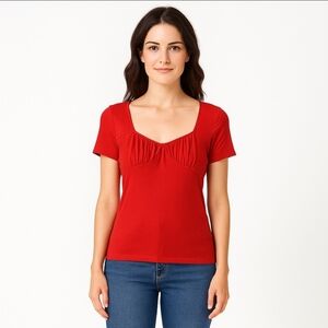 Eye Candy Red Neckline Womens Blouse Sz Large